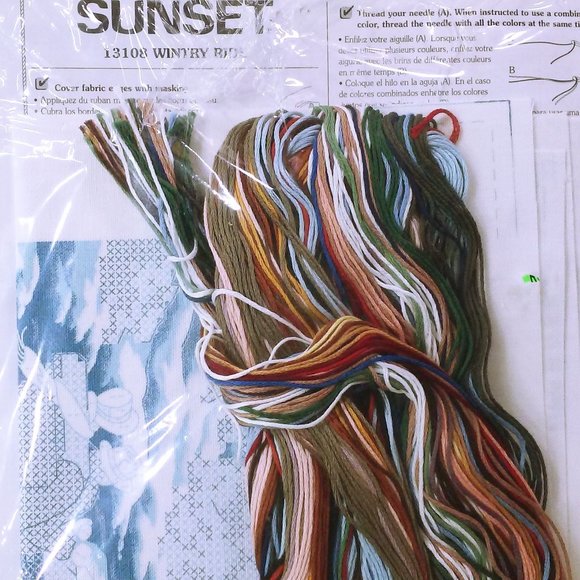 Sunset 13108 'Wintry Ride' Stamped Cross Stitch Kit DIY Project Opened Complete - Picture 5 of 7